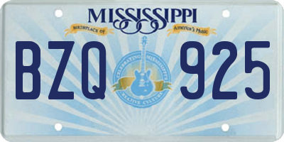 MS license plate BZQ925