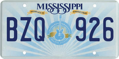 MS license plate BZQ926