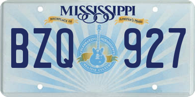 MS license plate BZQ927