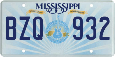 MS license plate BZQ932