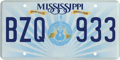 MS license plate BZQ933