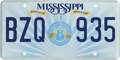 MS license plate BZQ935