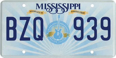 MS license plate BZQ939