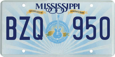 MS license plate BZQ950