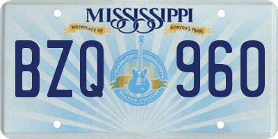 MS license plate BZQ960