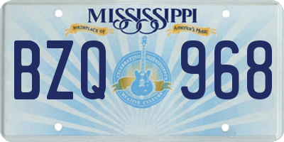 MS license plate BZQ968