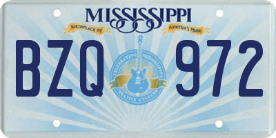 MS license plate BZQ972