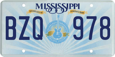 MS license plate BZQ978