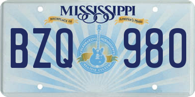 MS license plate BZQ980