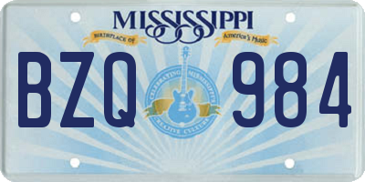 MS license plate BZQ984