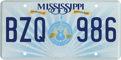 MS license plate BZQ986
