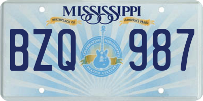 MS license plate BZQ987