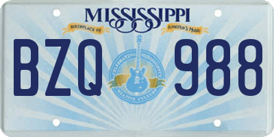 MS license plate BZQ988