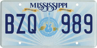 MS license plate BZQ989