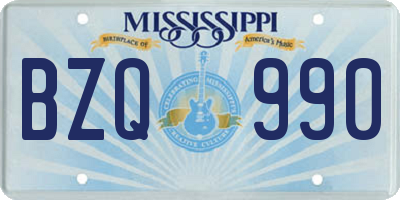 MS license plate BZQ990
