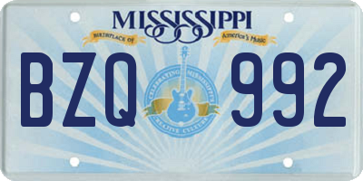 MS license plate BZQ992