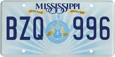 MS license plate BZQ996