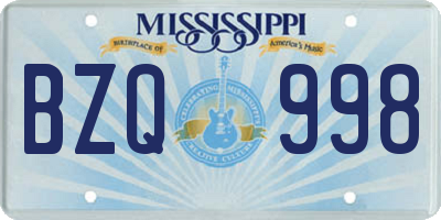 MS license plate BZQ998
