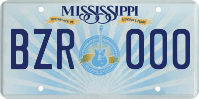 MS license plate BZR000