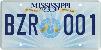 MS license plate BZR001