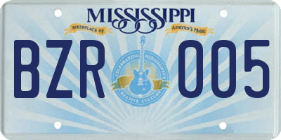 MS license plate BZR005