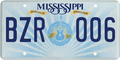 MS license plate BZR006