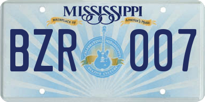 MS license plate BZR007