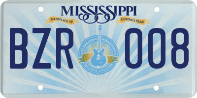 MS license plate BZR008