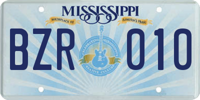 MS license plate BZR010