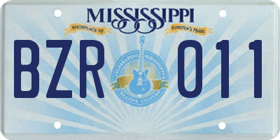 MS license plate BZR011