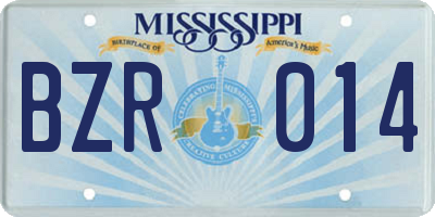 MS license plate BZR014