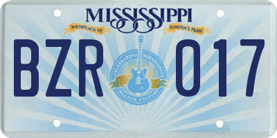 MS license plate BZR017