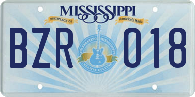 MS license plate BZR018