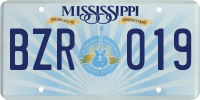 MS license plate BZR019