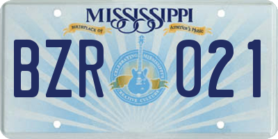 MS license plate BZR021