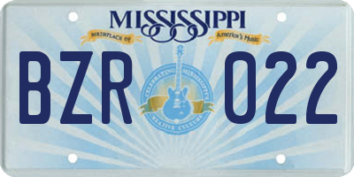 MS license plate BZR022