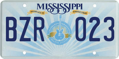 MS license plate BZR023