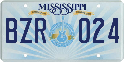MS license plate BZR024