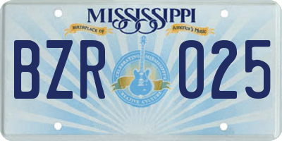 MS license plate BZR025