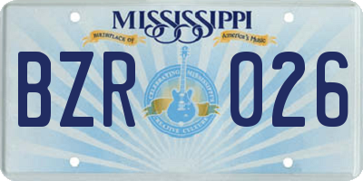 MS license plate BZR026