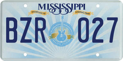 MS license plate BZR027