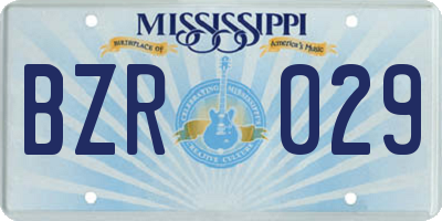 MS license plate BZR029