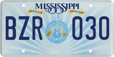 MS license plate BZR030