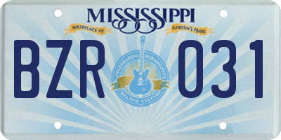 MS license plate BZR031
