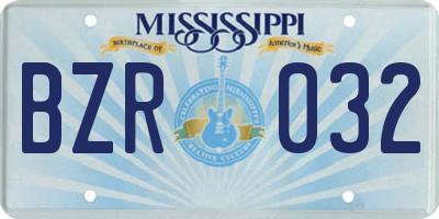 MS license plate BZR032