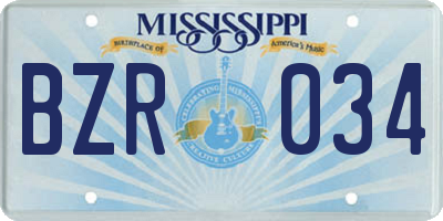 MS license plate BZR034