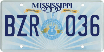 MS license plate BZR036