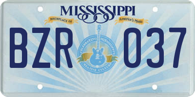 MS license plate BZR037