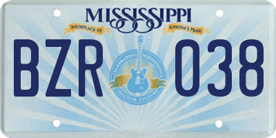 MS license plate BZR038