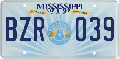 MS license plate BZR039